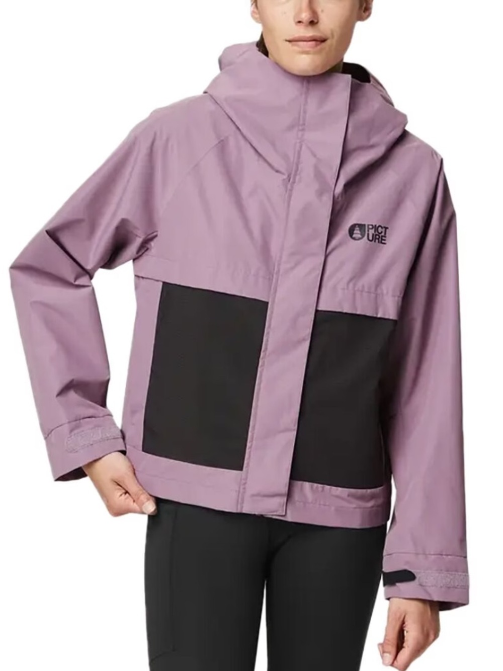 Picture Organic Cowrie Jacket Purple Black Waterproof Outdoor Gorpcore Hood-L